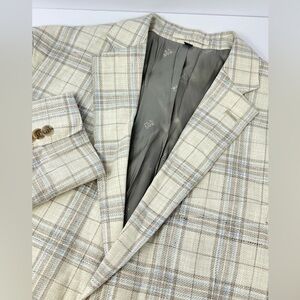 Jos A Bank Reserve Drago Wool Linen Blazer Sport Coat Mens 42R Beige Plaid J5